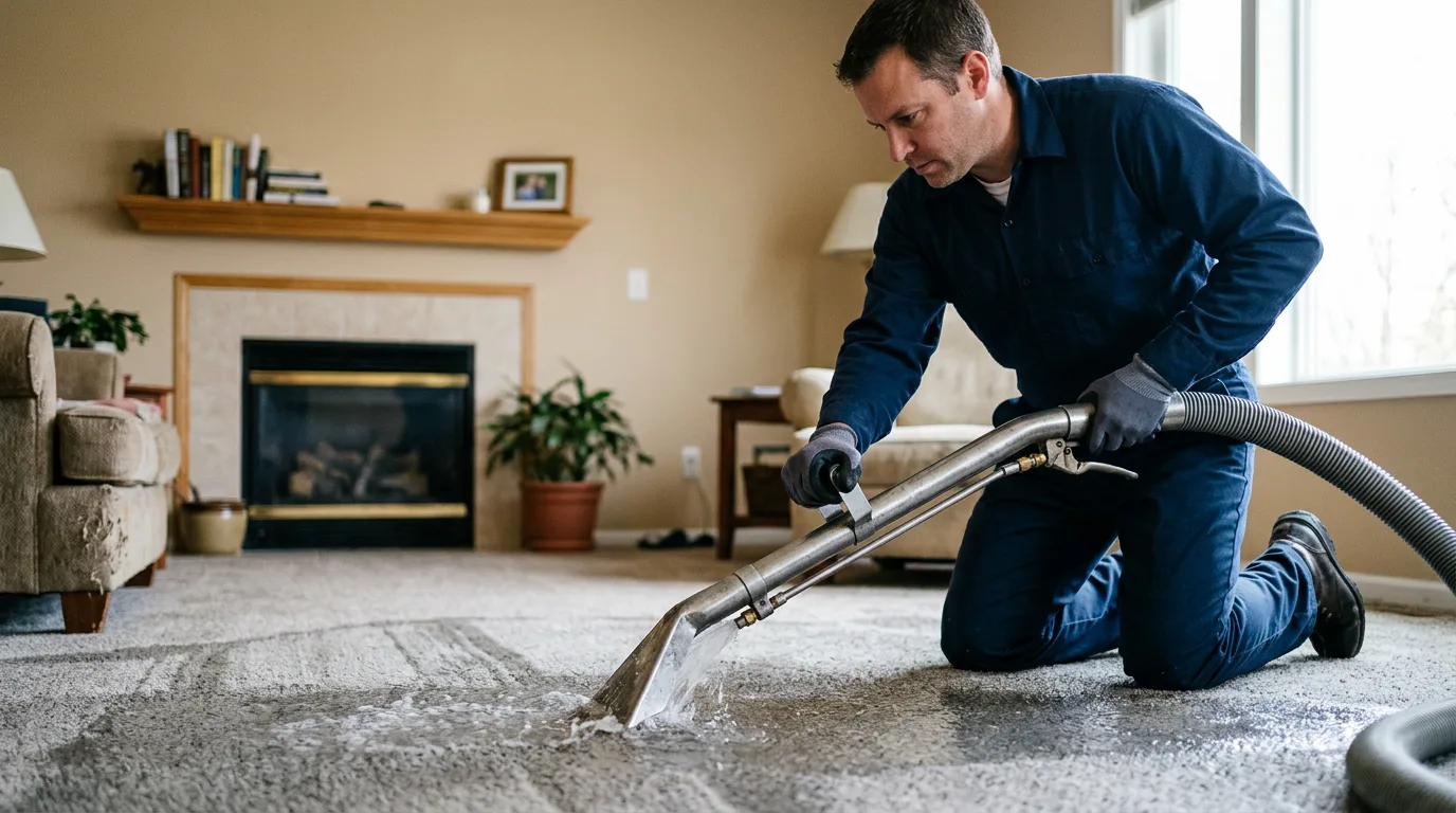 Water damage restoration technician working near Chula, MO